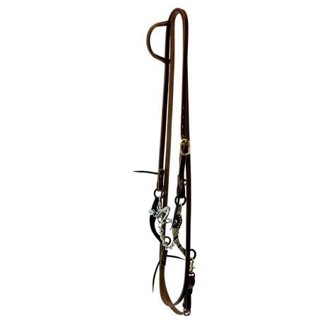 STT Roping Rein Slide Ear Bridle Set with Chain Port Bit with 7" Silver Mounted Shanks